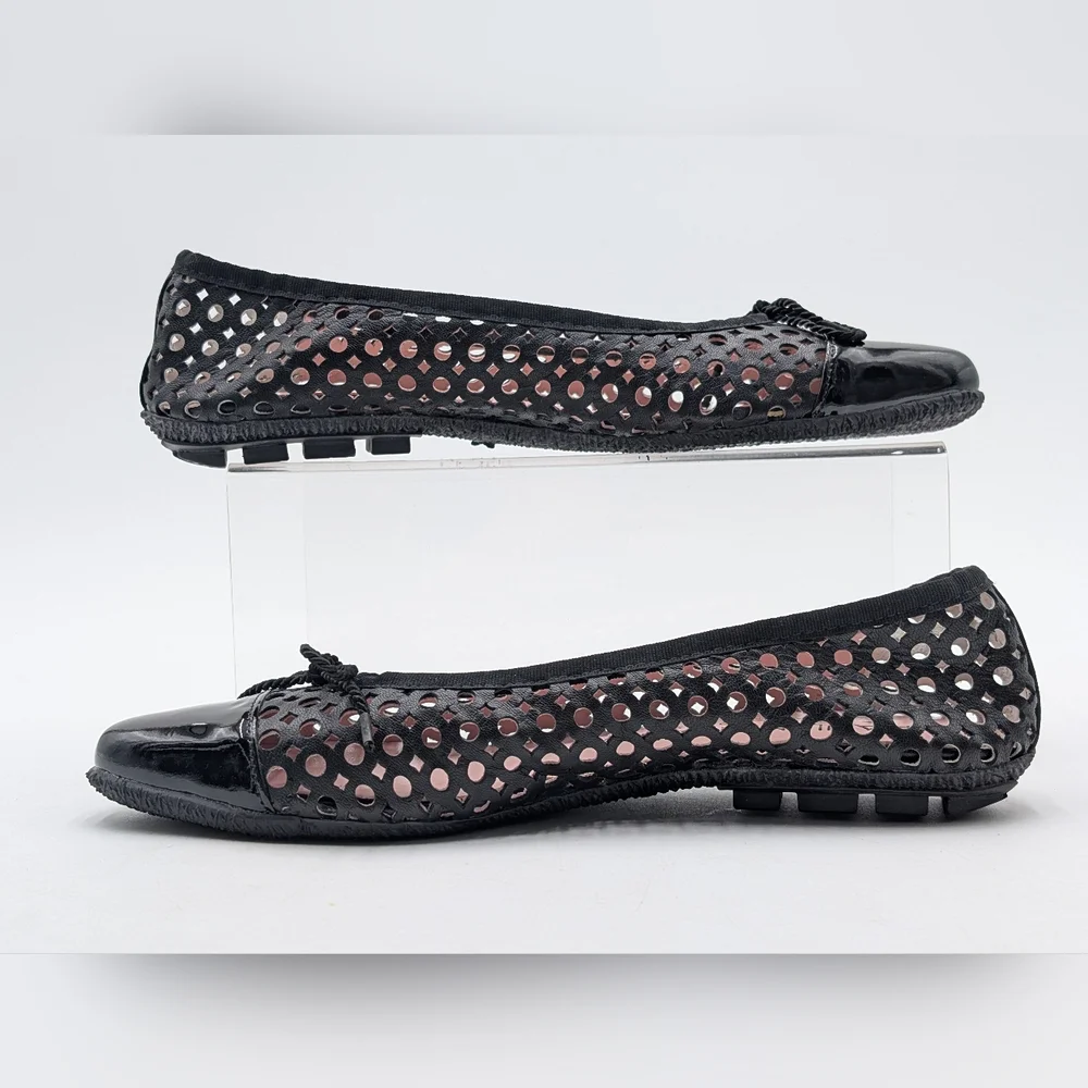 Paul Mayers Attitudes Ballet Flats Sz 8B Black Patent & Mesh Leather Women Shoes - Picture 11 of 17